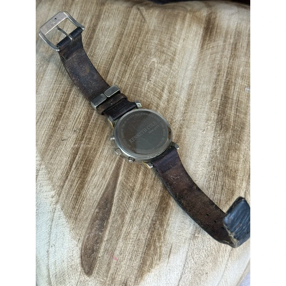 Kenneth Cole New York‎ Chronograph Watch Black Leather Strap Parts Repair